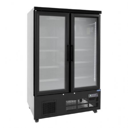 Vitrine murale de Supermarché positive 744 L 2 portes 1200 mm noire - Polar - GP485