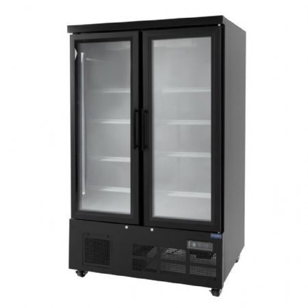 Vitrine murale de Supermarché positive 744 L 2 portes 1200 mm noire - Polar - GP485