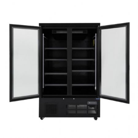 Vitrine murale de Supermarché positive 744 L 2 portes 1200 mm noire - Polar - GP485