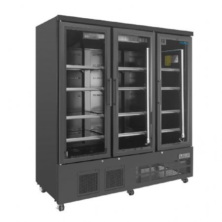 Vitrine murale négative de supermarché 1156 L 3 portes 1800 mm noire - Polar - GP488