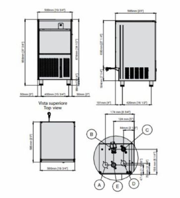 Machine à glaçons professionnelle glaçons creux avec réserve 21 kg production 50 kg/24 h - Scodif - GPC 50 AS