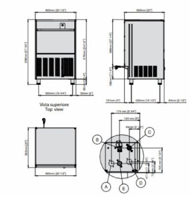 Machine à glaçons professionnelle glaçons creux avec réserve 28 kg production 62 kg/24 h - Scodif - GPC 62 AS