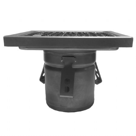 Caniveau de sol inox 400x400, sortie latrale