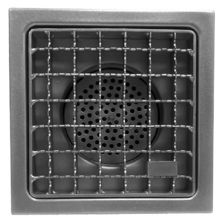 Caniveau de sol inox 400x400, sortie latrale