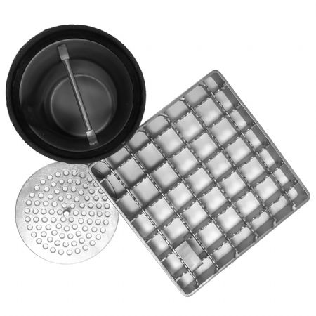 Caniveau de sol inox 400x400, sortie latrale