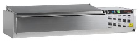 Vitrine réfrigérée GN1/4 couvercle en acier capacité 5 bacs GN1/4 positive - Tefcold - GVC33-120 S/S