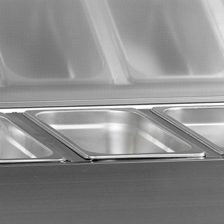 Vitrine réfrigérée GN1/4 couvercle en acier capacité 8 bacs GN1/4 positive - Tefcold - GVC33-180 S/S