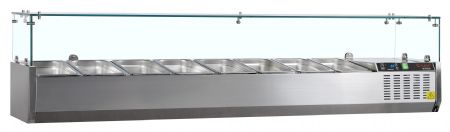 Vitrine réfrigérée GN1/3 positive 8 bacs inox 56 L +2 à +8 °C - Tefcold - GVC38-180