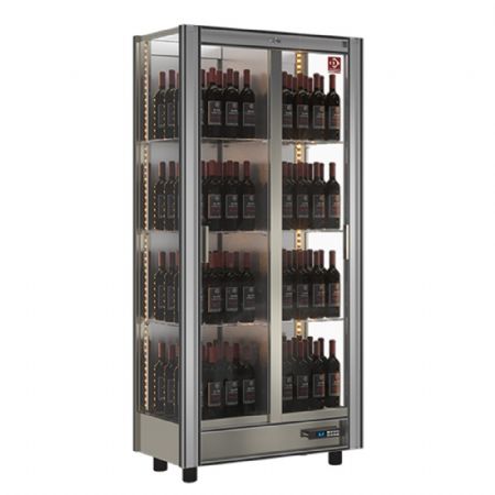 Cave à Vins Vitrine réfrigérée Lt. 530 - Modulable 128 bouteilles Porte coulissante vitrée - Diamond - GVV-3-R2