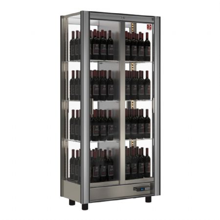 Cave à Vins Vitrine réfrigérée traversante modulable 128 bouteilles 2 portes coulissantes vitrées - Diamond - GVV-3/TR-R2