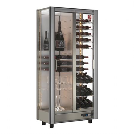 Cave à Vins Vitrine réfrigérée modulable 2 portes coulissantes vitrées 112/128 bouteilles - Diamond - GVV-4-R2