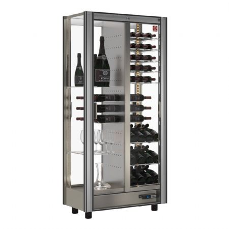 Cave à Vins vitrée traversante modulable 112/128 bouteilles 2 portes coulissantes - Diamond - GVV-4/TR-R2