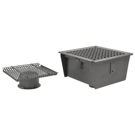 Caniveau de sol pour cuisine avec caillebotis, sortie verticale ø 63 mm et filtre, 500x300x150 mm - Virtus - GZZ0063