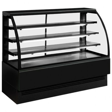 Vitrine réfrigérée de Boulangerie Pâtisserie comptoir chaud avec 3 étagères, positive, 1804 mm - noire - Virtus - H02FNE024