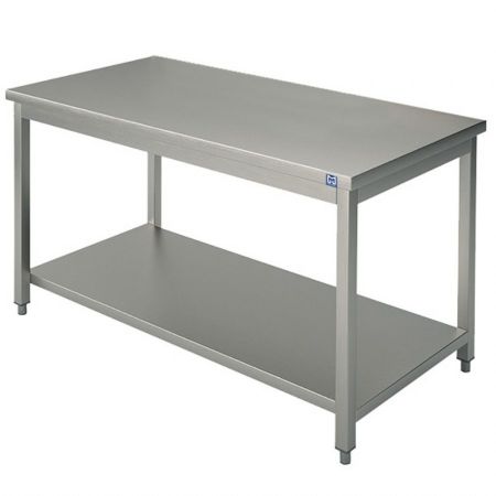 Table de Travail Inox avec étagère, sans dosseret, 600x600x850 mm - Virtus - HCA0001