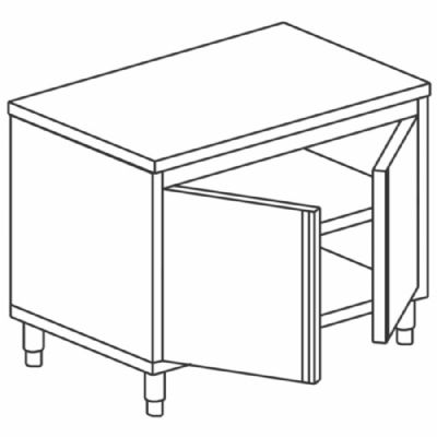 Table armoire neutre inox avec 2 portes ouvrantes sans dosseret 800x700 mm