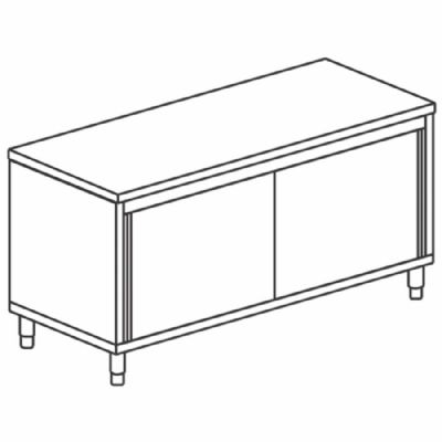 Table armoire neutre en inox avec 2 portes coulissantes 1700x800 mm