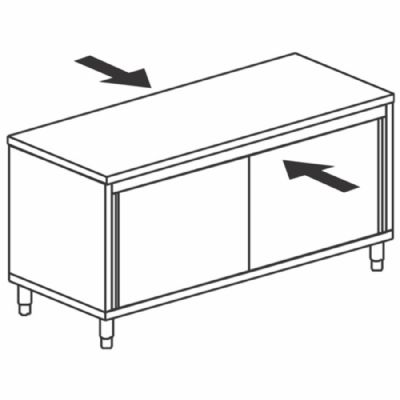 Table armoire neutre traversante en inox avec portes coulissantes 2000x500 mm