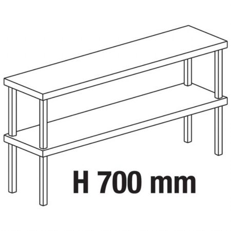 Table de Travail Inox 2 niveaux à côtes ouverts 1200x300x700 mm - Virtus - HCB0083