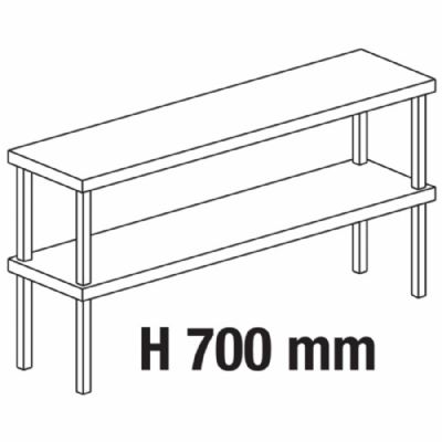Tablette murale inox de service 2 niveaux format 2000x300 mm Tablette murale inox de service 2 niveaux format 2000x300 mm