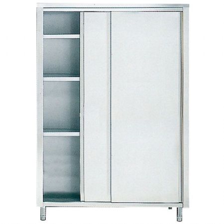 Armoire de Rangements Inox avec portes coulissantes et 3 étagères, 1000x700x2000 mm - Virtus - HCC0012