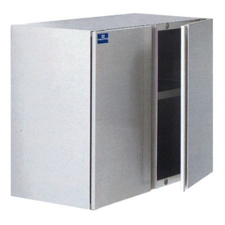 Placard mural Inox avec 2 portes battantes et étagère intermédiaire, 800x400x660 mm - Virtus - HCC1010