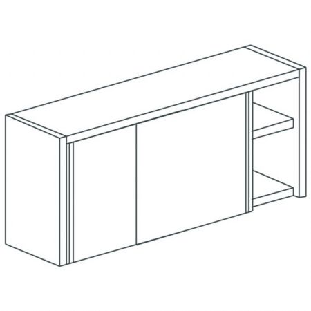 Placard mural Inox avec portes coulissantes et étagère intermédiaire, 1000x400x660 mm - Virtus - HCC1011