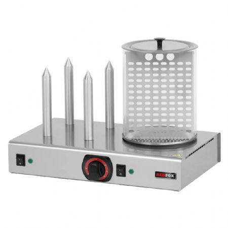 Chauffe-saucisses 4 plots avec tube en verre alimentation monophasée - 1,1 kW