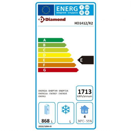 Armoire frigorifique professionnelle ventilée 2 portes 1100 litres - Diamond Promo - HD1412/R2