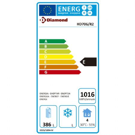 Armoire réfrigérateur positive professionnelle ventilé 1 porte pleine 550 L - Diamond Promo - HD706/R2