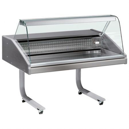 Vitrine comptoir réfrigéré statique à poisson sur roues, 0°/+6°C, longueur 990 mm - Virtus - HDC0009