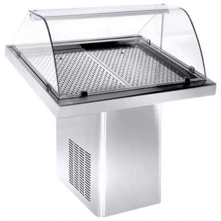 Vitrine réfrigérée statique à poisson avec vitre courbe et fermeture arrière, 1000 mm - Virtus - HDC0011