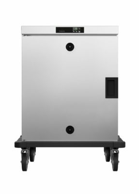 Chariot de maintien en temprature inox sur roulettes avec 8 bacs gn 2/1 et 16 bacs gn 1/1