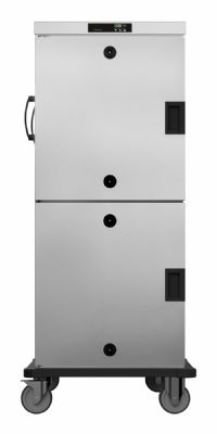 Chariot de maintien en temprature inox sur roulettes avec 16 bacs GN 2/1 et 32 bacs GN 1/1
