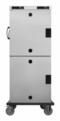 Chariot de maintien en temprature inox sur roulettes avec 8+8 bacs GN 2/1