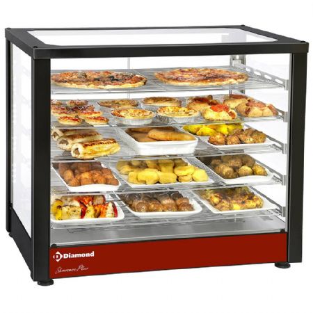 Vitrine chauffante ventilée panoramique 5 niveaux noire monophasé - Diamond Promo - HSD5-B2