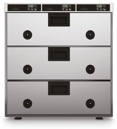 Tiroirs de maintien au chaud - 3 bacs GN 1/1 prof. 150 mm - Panneau de commande indépendant - Moduline - HSW313E
