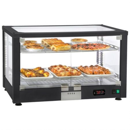 Vitrine chaude de table 2 niveaux et portes battantes, 780x490x480 mm, positive, 1.2 kW - Virtus - IBA0040