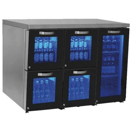 Arrière Bar réfrigéré avec 1 porte vitrée battante et 4 tiroirs en verre, 120 bouteilles - Virtus - IBC0060