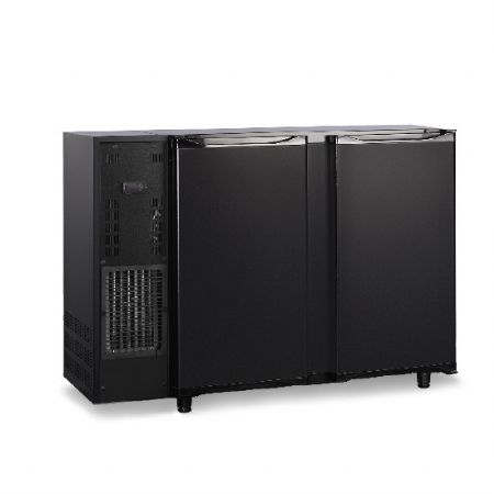 Arriere bar avec 2 portes battantes 380 litres -2°/+8°C - peinte en noir Arriere bar avec 2 portes battantes 380 litres -2°/+8°C - peinte en noir