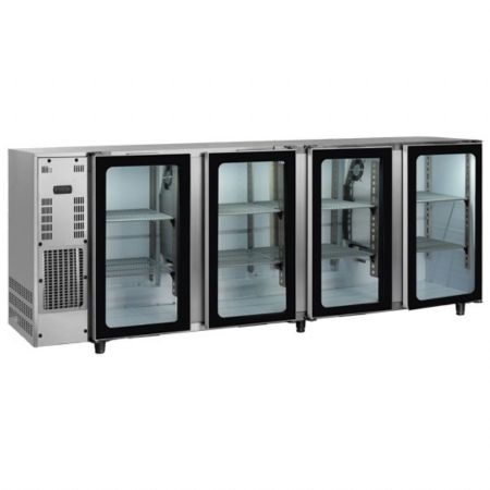 Arrière Bar avec 4 portes vitrées battantes, 794 L positif inox - Virtus - IBC0111