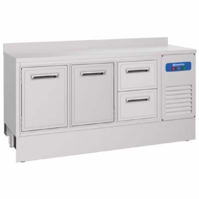 Comptoir bar froid 2 portes 2 tiroirs avec plage de température -2/+8°C 480 L Comptoir bar froid 2 portes 2 tiroirs avec plage de température -2/+8°C 480 L