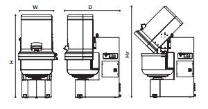 Pétrin à bras plongeant 48kg 2 vitesses - 700x980x1500