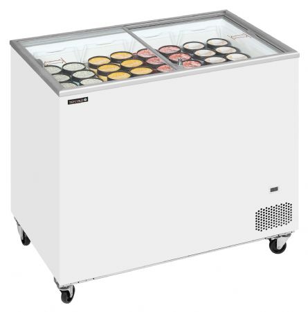 Congélateur bahut de glacier vitré 2 couvercles coulissants plats - Tefcold - IC302SC