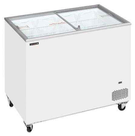 Congélateur bahut de glacier vitré 2 couvercles coulissants plats - Tefcold - IC302SC