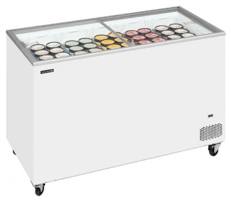 Congélateur bahut de glacier vitré 2 couvercles coulissants plats - Tefcold - IC402SC