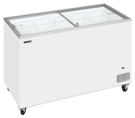 Congélateur bahut de glacier vitré 2 couvercles coulissants plats - Tefcold - IC402SC