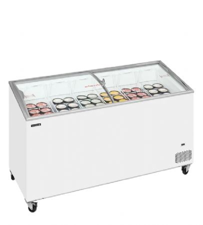 Conglateur bahus blanc vitr incurv coulissante 398 L -14/-24 C - 1550x615x949 mm