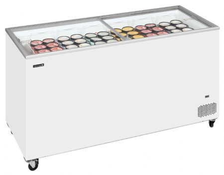 Congélateur bahut de glacier vitré 2 couvercles coulissants plats - Tefcold - IC502SC