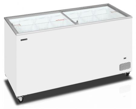 Congélateur bahut de glacier vitré 2 couvercles coulissants plats - Tefcold - IC502SC